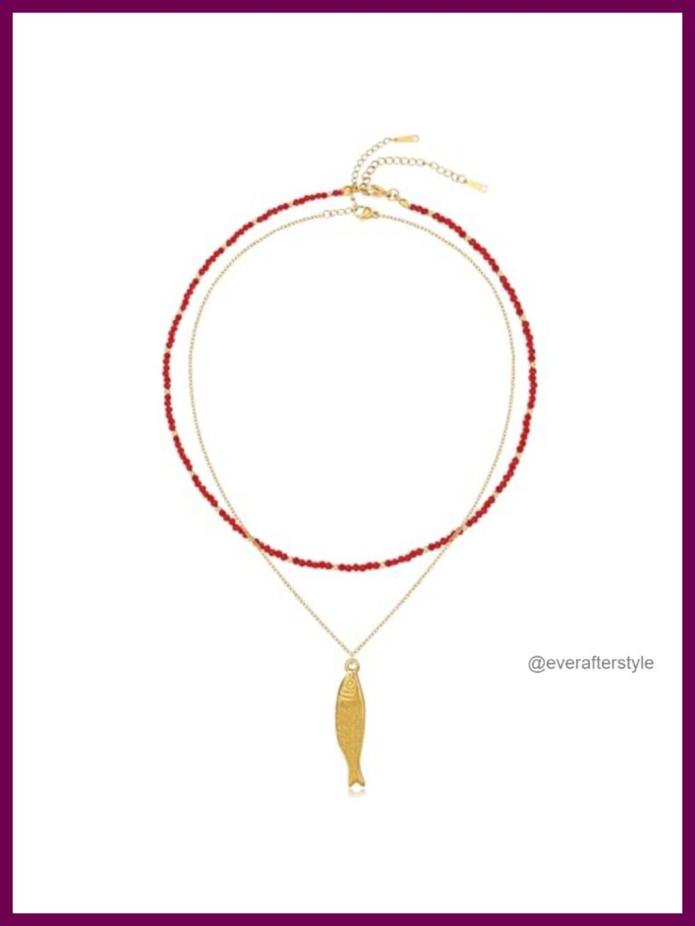 Layered Boho Fish Charm Pendant Necklace Set, Stainless Steel Waterproof Choker